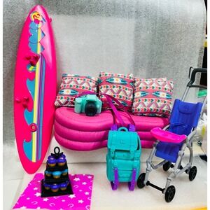 Barbie Dollhouse Miniature Surfboard Couch Backpack Stroller Doll furniture